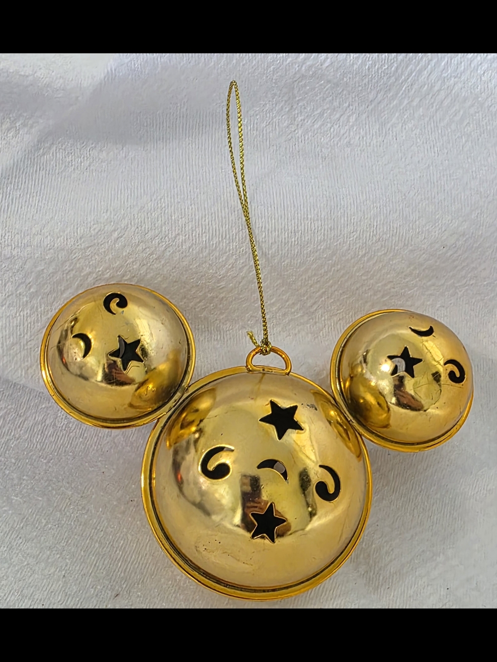 Gold Mickey-Style Jingle Bell Ornament - Decorative Home Accent
